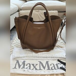 🌟 MaxMara Marine Leather Bag in Brown Bronze with dust bag